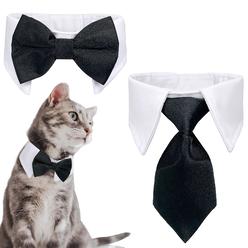 Casidoxi Dog Cat Tuxedo Collar, Cat Wedding Bowtie, Cat Bow Tie Tux Collar Costume Birthday Easter Valentines Dog Bowtie Cat Col