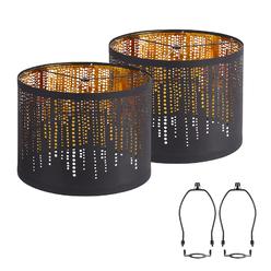 Luvkczc Black Lampshades Set of 2, Drum Lampshades with Crystal Design, 12.7" x 12.7" x 10 Inches Lampshades for Table Lamp, Floor Lamp,