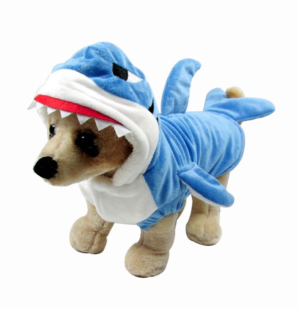 Mogoko Funny Dog Cat Shark Costumes, Pet Halloween Christmas Cosplay Dress, Adorable Blue Shark Pet Costume,Animal Fleece Hoodie