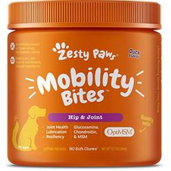 Zesty Paws Mobility Bites Dog Joint Supplement - Hip and Joint Chews - Pet Products with Glucosamine, Chondroitin, & MSM + Vitam