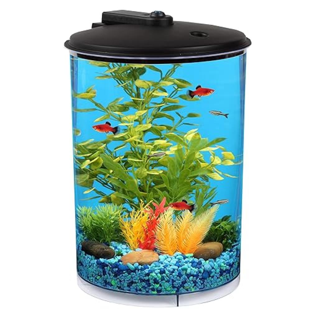 Koller Products 3-Gallon 360 Aquarium with LED Lighting (7 Color Choices) and Power Filter, Ideal for a Variety of Tropical Fish