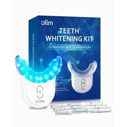 OLLM Teeth Whitening Kit Gel Pen Strips - Hydrogen Carbamide Peroxide for Sensitive Teeth, Gum,Braces Care 32X LED Light Tooth Whiten