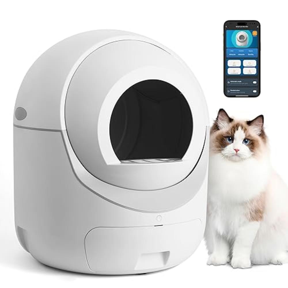 MEEgEEM Self Cleaning Cat Litter Box - Anti-Pinch/Odor-Removal Design Automatic Cat Litter Box, Extra Large for Multiple Cats, All Litte