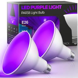 L LOHAS LED LOHAS Purple Flood Light Bulbs, Halloween PAR38 LED Flood Light Outdoor 100W Equivalent, 15 Watt Colored Porch Light Bulb, E26 B