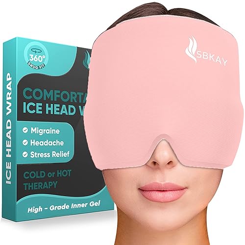 SBKAY Comfortable Migraine Relief Cap - Migraine Ice Head Wrap With 360° Form Fitting Design - Gel Ice Cap - Natural Hot or Cold Thera