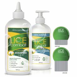 NatulabUSA Lice Treatment Kit | Shampoo, Repellent Leave-in Cream & Two Combs | Kills Lice, Super Lice & Nits | Repels & Prevents | Pestici