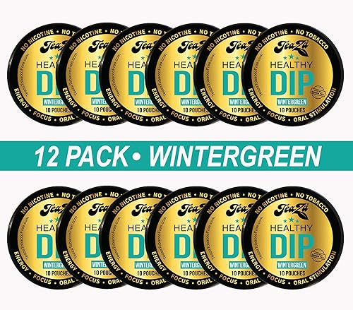 TeaZa Herbal Energy Pouches Wintergreen with Caffeine, Smokeless Alternative Pucks Nicotine Free and Tobacco Free Herbal Snuff, 