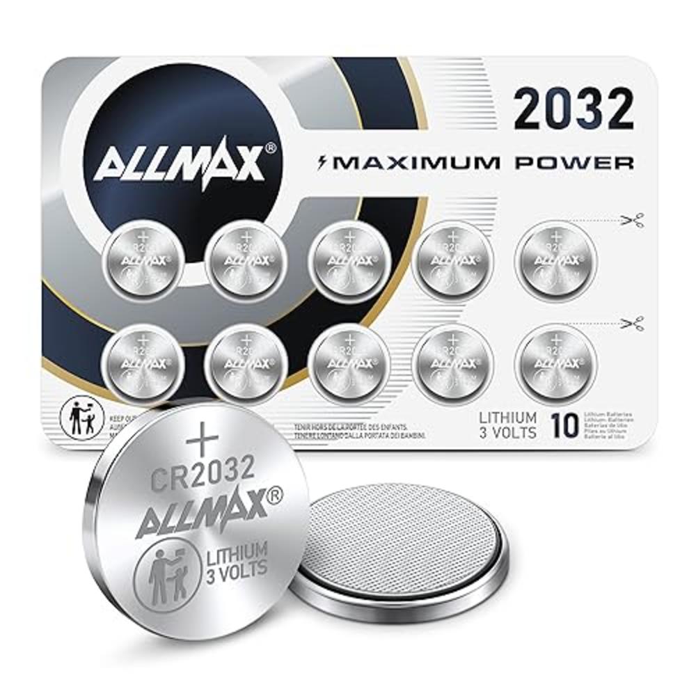 ALLMAX BATTERY Allmax CR2032 Maximum Power Lithium Coin 3V Battery (10 Count) - Ultra Long-Lasting, 10-Year Shelf Life, Leakproof Design, Maxim