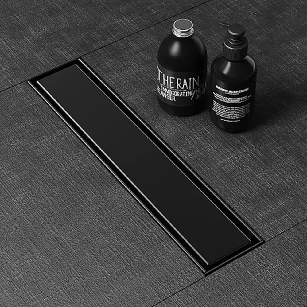 WEBANG 12 Inch Shower Linear Black Drain Rectangular Floor Drain with ...