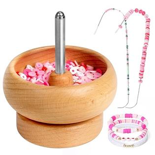 Tilhumt Bead Spinner for Jewelry Making, Effortless Rotating Wooden  Bracelet Spinner with 2 Big Eye Beading