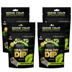 TEAZA HERBAL ENERGY POUCH Teaza Energy Tobacco Free Pouches Nicotine Free Dip, Smokeless Alternative Snuff Healthy Chewing Dipping Alternative, Peppermint