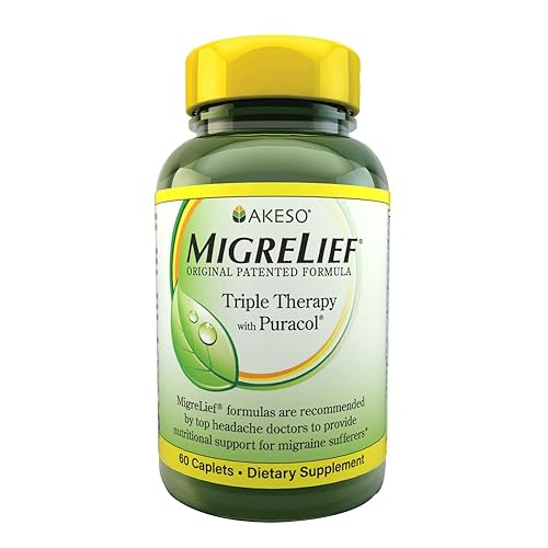 MigreLief Original Triple Therapy with Puracol - Nutritional Support for Migraine Sufferers - 60 Caplets/1 Month Supply