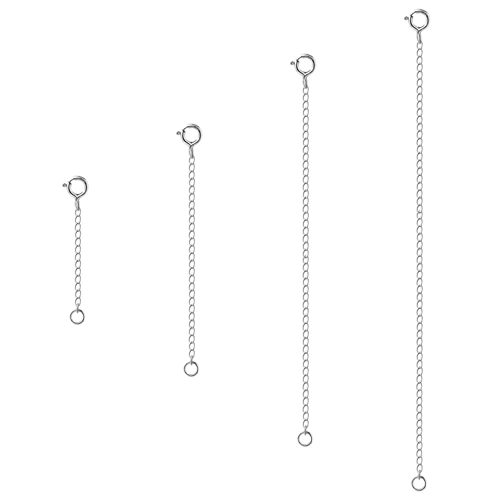 Menkey 4Pcs 925 Sterling Silver Necklace Extender, Chain Extenders