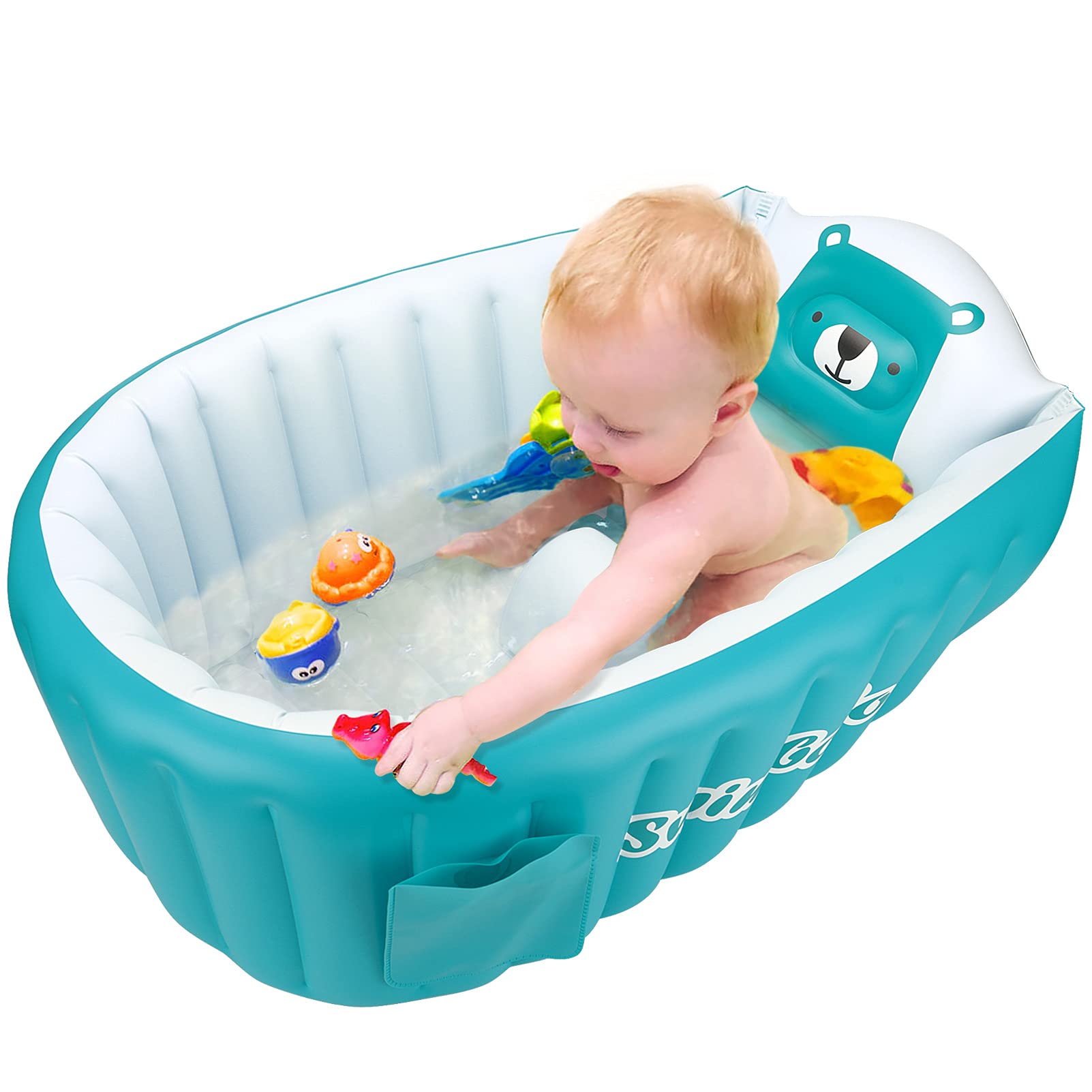 SHXKUAN Inflatable Bathing Tub for Toddler,Non Slip Safety Thick Cushion Central Seat,Portable Travel Seat Baths Baby Swimming P