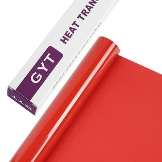 GYT Red Heat Transfer Vinyl Rolls - 12 Inch x 7 Feet Red HTV Vinyl - Glossy  Adhesive