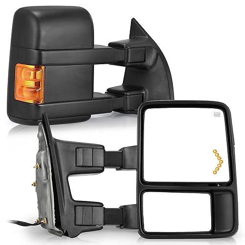 YITAMOTOR Towing Mirrors compatible for 2008-2016 Ford F250 F350 F450 F550 Super Duty Tow Mirrors Power Heated with Amber Turn S