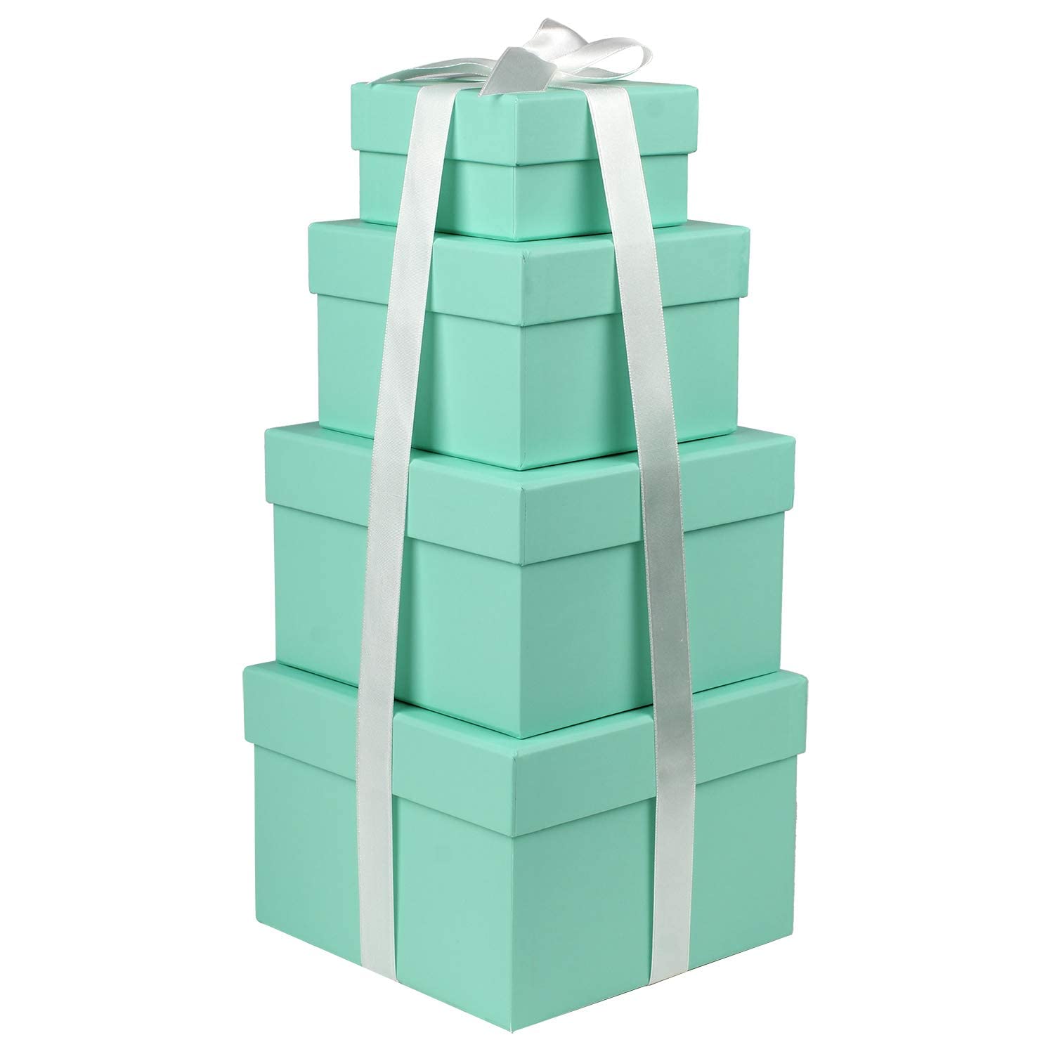 Briful Square Gift Boxes with Lids Set of 4 Teal Green Gift Box