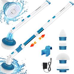 Voweek Electric Spin Scrubber, Shower Cleaning Brush with 4 Replaceable Brush Heads and Adjustable Extension Arm, Cordless House