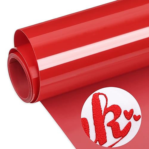 WrapXpert WRAPXPERT Puff Vinyl Heat Transfer Red 3D Puffy HTV Iron on Vinyl  for Tshirts,Easy Cut/Weed Foaming HTV for Heat Press,Clothing