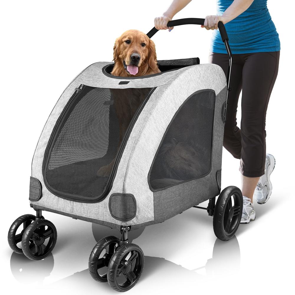 Petbobi Dog Stroller for Large Pet Jogger Stroller for 2 Dogs Breathable Animal Stroller with 4 Wheel and Storage Space Pet Can 