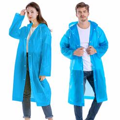 CeroPro Rain Ponchos for Adults Reusable - Hooded Raincoats for Men Survival Heavy Duty Military Impermeable Rain Coat (Sky Blue