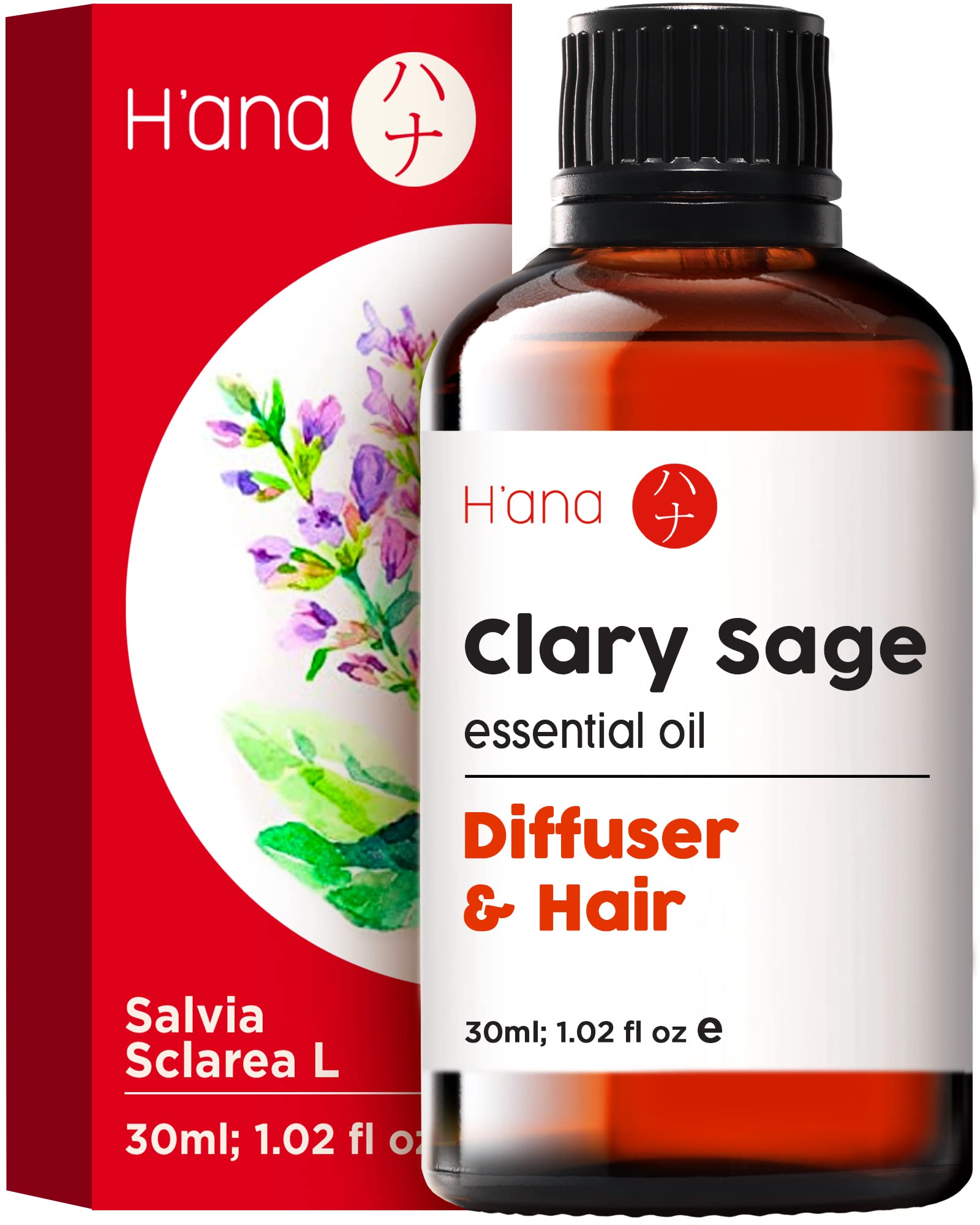 H'ana H’ana Clary Sage Essential Oil for Diffuser - 100% Pure Therapeutic Grade Clary Sage Oil Essential Oil - Clary Sage Essential Oi