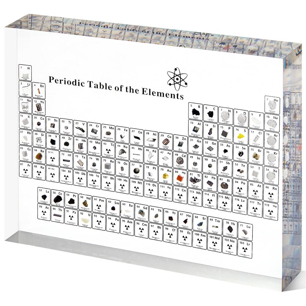 Pi Element Mukarisk Periodic Table with Real Elements Inside, Acrylic Periodic ...