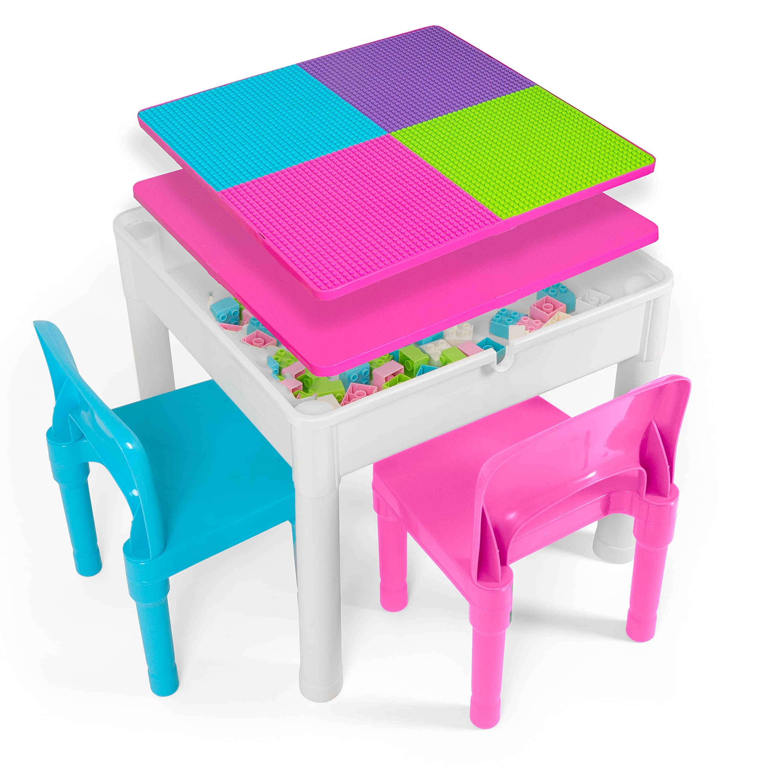 Play Platoon Kids Activity Table and Chair Set, Activity Table for Toddlers, 5-in-1 Sensory Table, Kids Art Table, Water Table, 