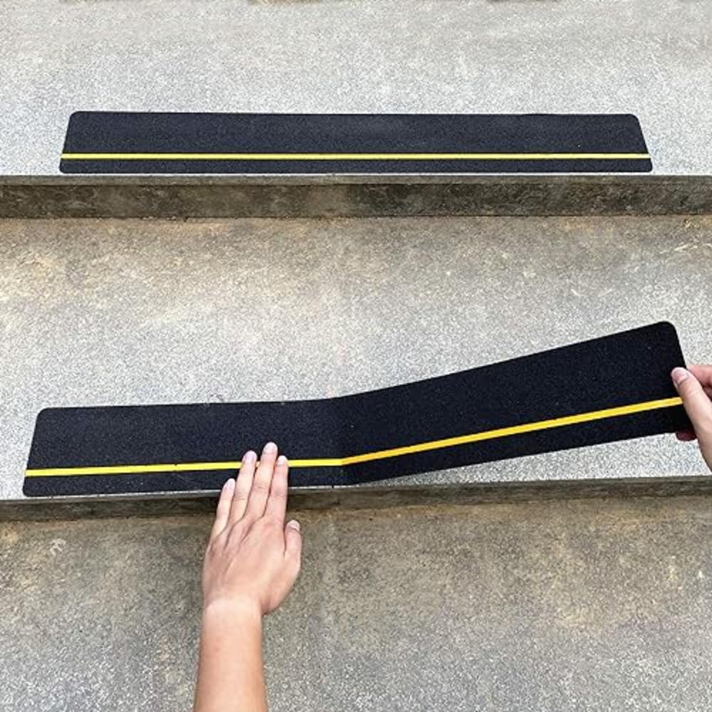 COSIMIXO 4" x 30" 10Pack Anti Slip Stair Tread with Reflective Stripe,Best Grip Non Slip Tape,Non Skid Tape, High Traction Adhesive for S