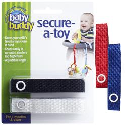 Baby Buddy Secure-A-Toy, Safety Strap Secures Toys, Teether, Pacifiers to Strollers, Highchairs, Car Seats, Adjustable Length, K