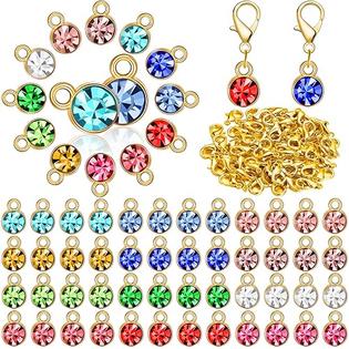 Sureio 120 Pieces Charms for Jewelry Making Birthstone Charms
