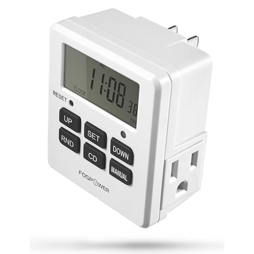 Fospower 7 Day Programmable Digital Timer for Electrical Outlets, Indoor Plug-in Light Timer Switch, Grow Light Timer 125V 15A E