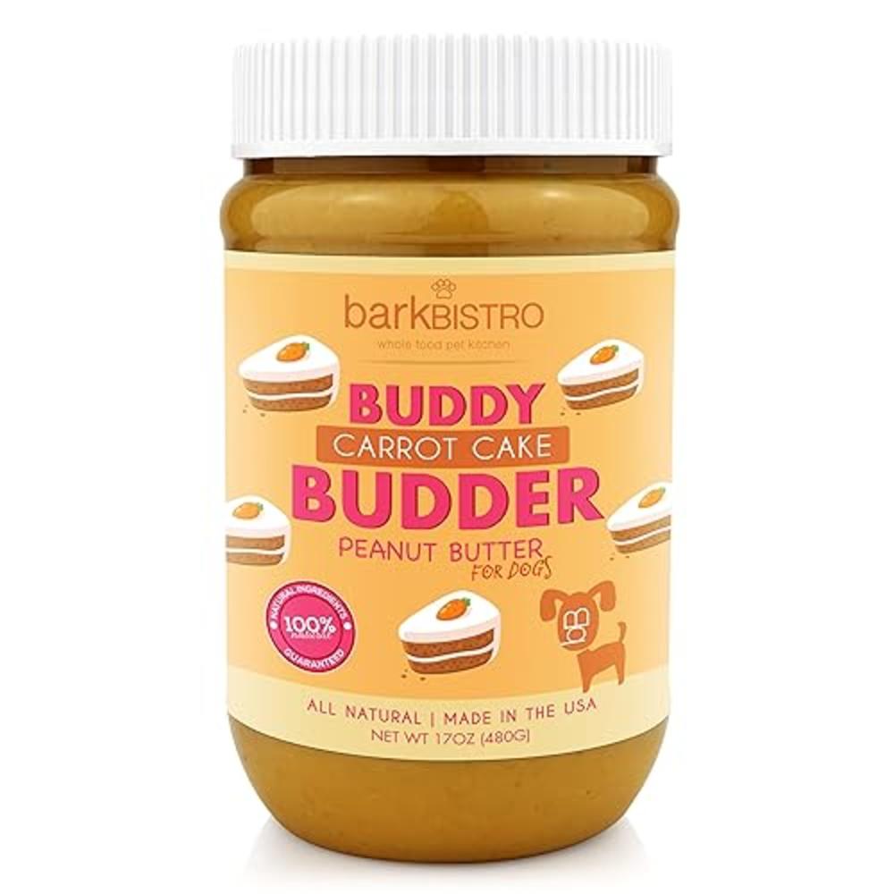 BUDDY BUDDER Carrot Cake, 100% Natural Healthy Peanut Butter Dog Treats, Stuff in Toy, Dog Pill Pocket, Made in USA, (17 oz Jars