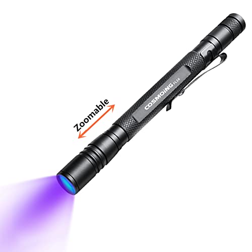 COSMOING UV Flashlight, LED 395nm Ultraviolet Flashlight, Zoomable Pen Blacklight Flashlight IP54 Waterproof Detector for Pet Ur