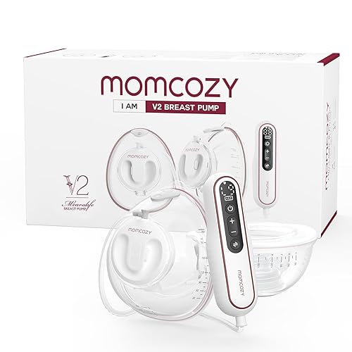 Momcozy Ultra-Light & Hands Free Breast Pump V2, Potent Wearable Pump with 27 Pumping Combinations, Low Noise Painless Portable 