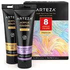 Arteza ARTZ-4225 ARTEZA Pastel Acrylic Paint, Set of 8, Metallic Tones,  4.06 fl oz Tubes, High Viscosity Water-Based Paint, Glossy Finish, Art Su