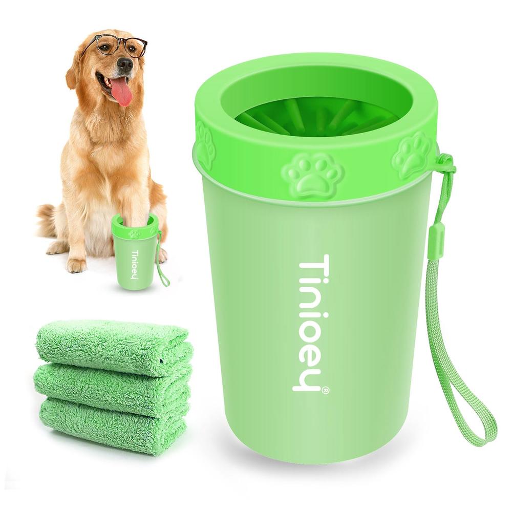 Tinioey Dog Paw Cleaner for Medium Dogs (with 3 Absorbent Towels), Dog Paw Washer, Paw Buddy Muddy Paw Cleaner, Pet Foot Cleaner
