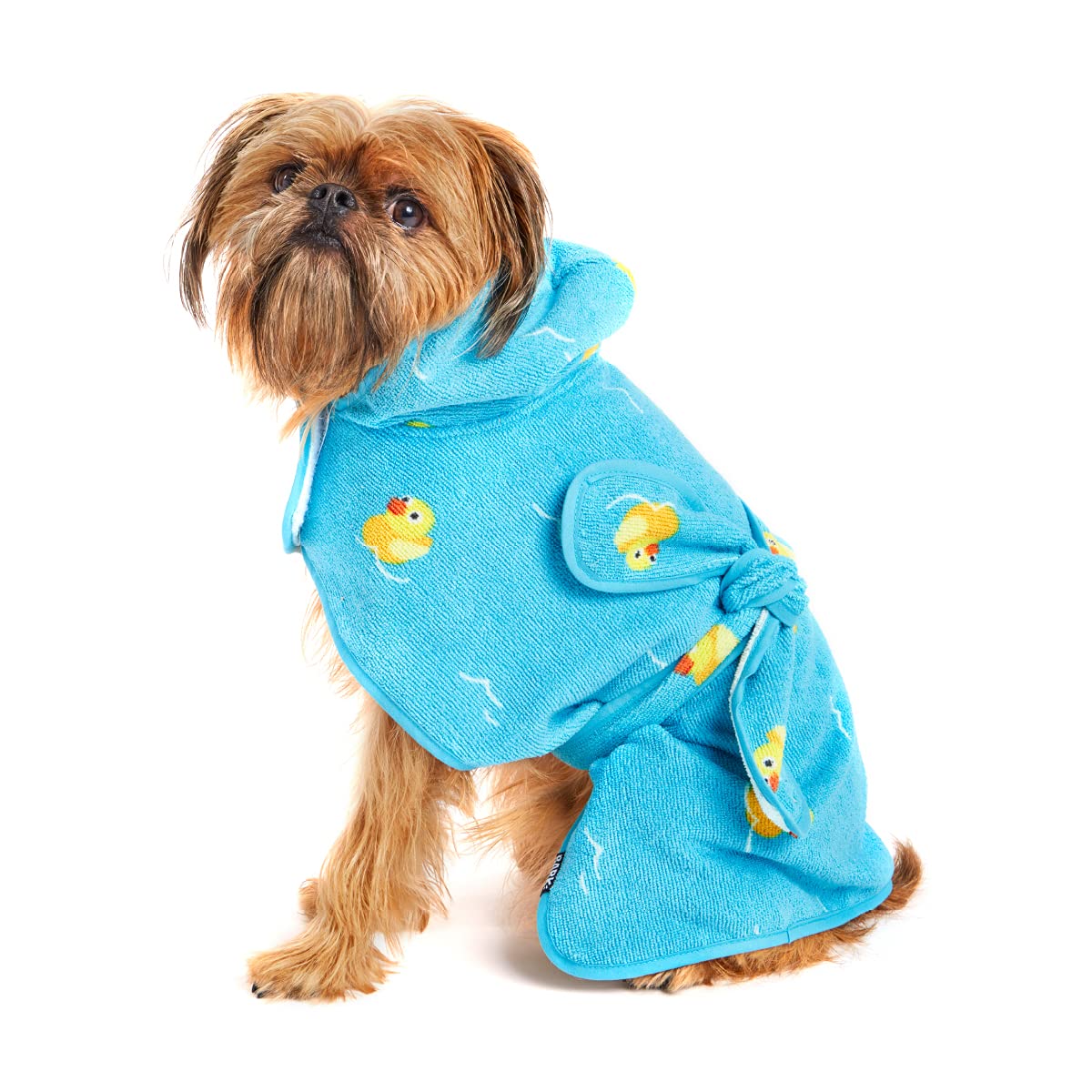 BarkBox Dog Bathrobe Towel - Lightweight, Super Cute Fast Drying Bathrobe for Dogs - Ducky (Small)