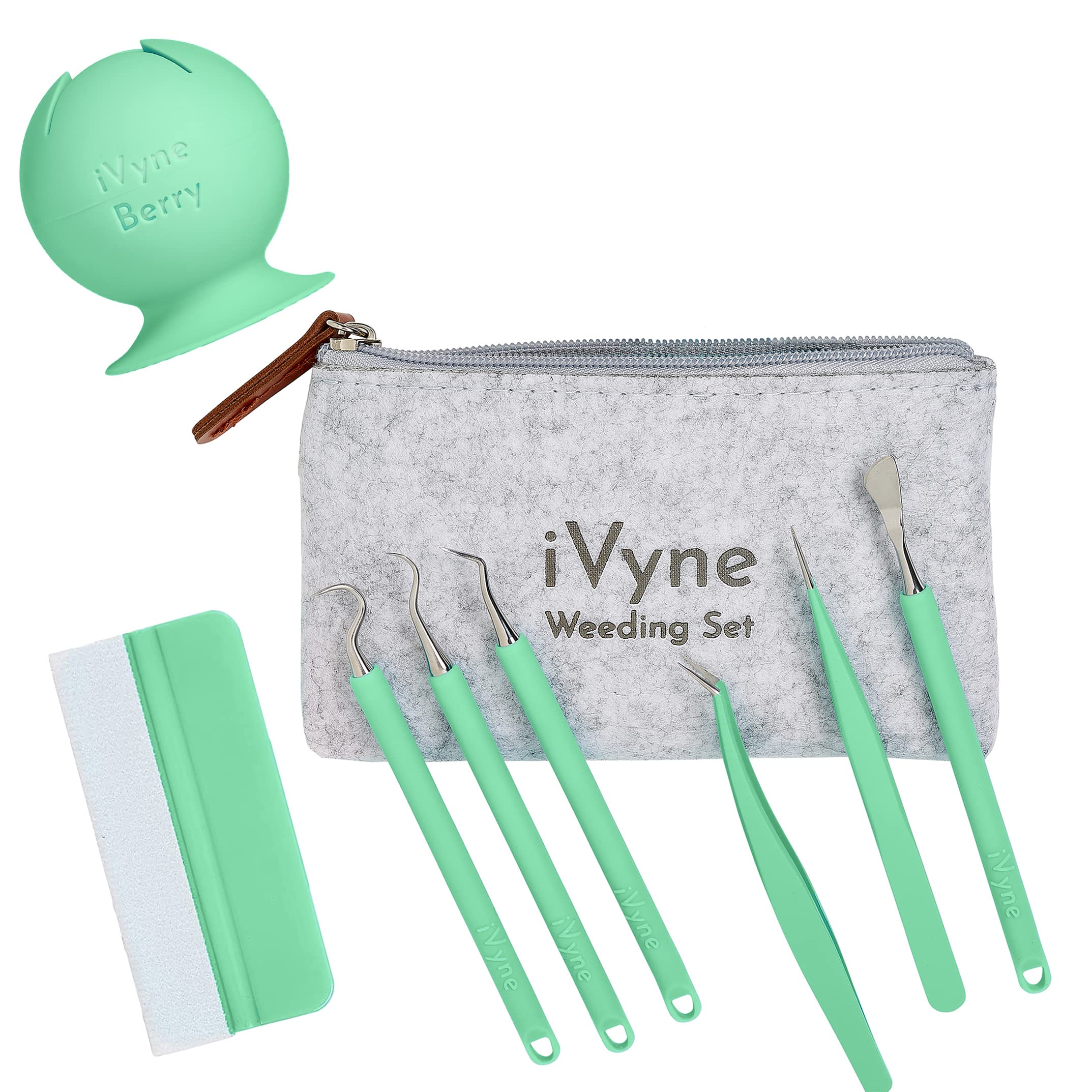 iVyne (8pcs) Premium Vinyl Weeding Tool Kit & Weeding Scrap Collector Soft  Grip Tools with Berry, Weeder, Tweezers, Picker Or Ho