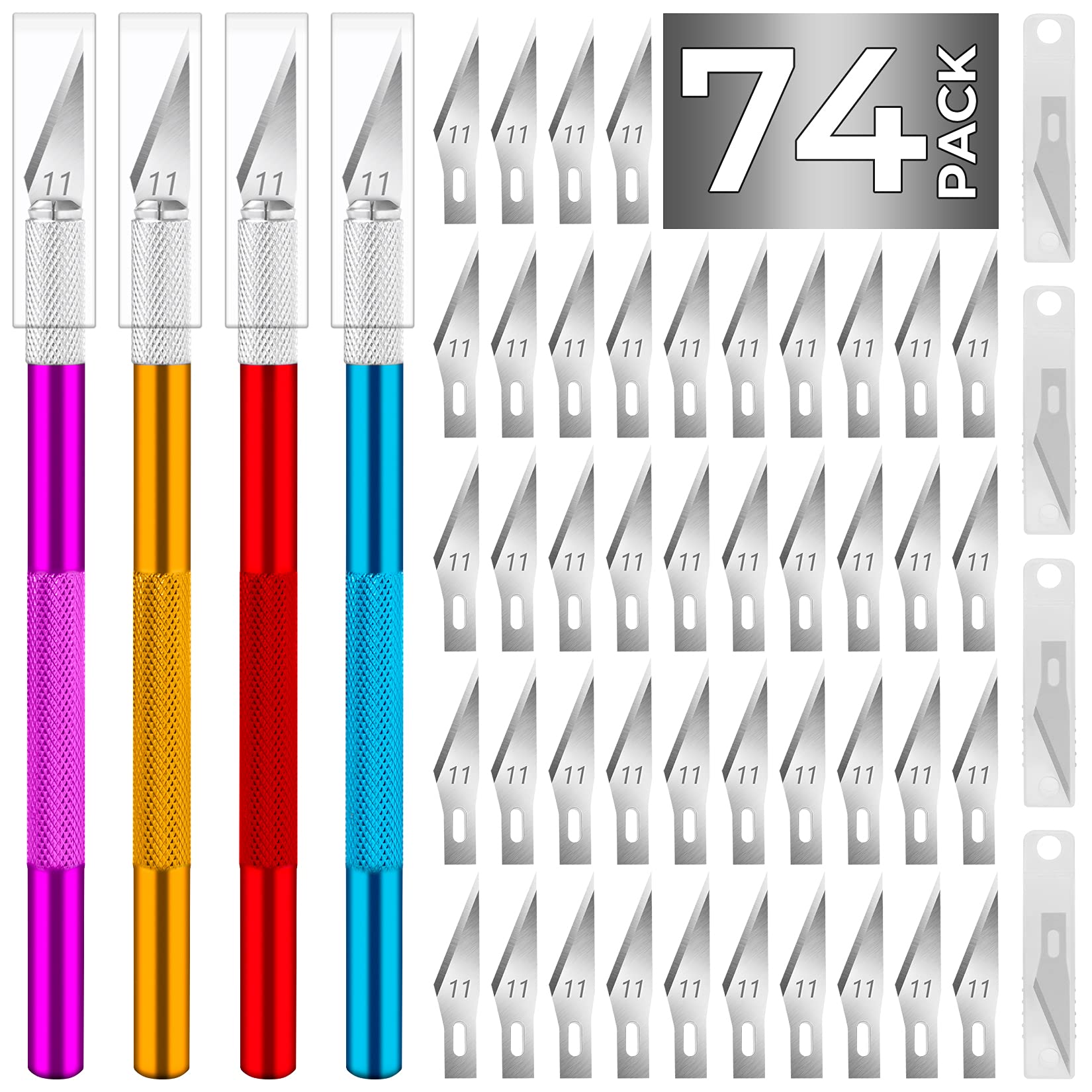JTIEO-074 JTIEO 74 Pack Hobby Knife Exacto Knife with 4 Upgrade Sharp Hobby  Knives and 70 Spare Craft Knife Blades for Art, Scrapbooking,S