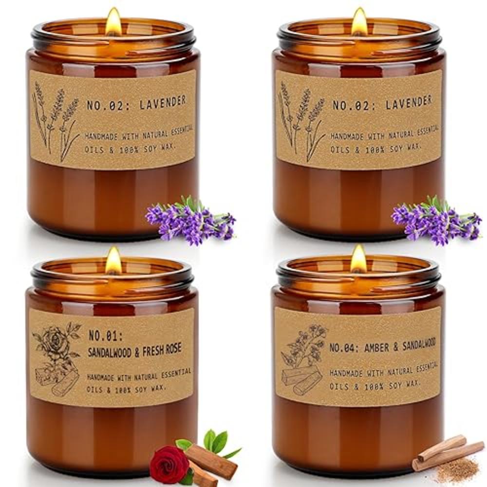 YINUO LIGHT Aromatherapy Candles for Home Scented, Candle Gift Set for Stress Relief | Meditation | Yoga | SPA | Relaxing, Amber Jar Candles