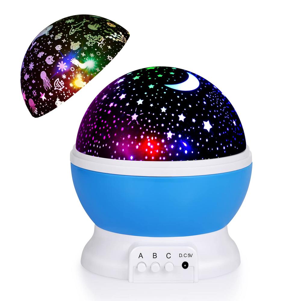 Sunnest Night Light Projector Christmas, 2 in 1 Kids Night Light Moon Star Projector and Undersea Lamp, 360-Degree Rotating 8 Colors Sta