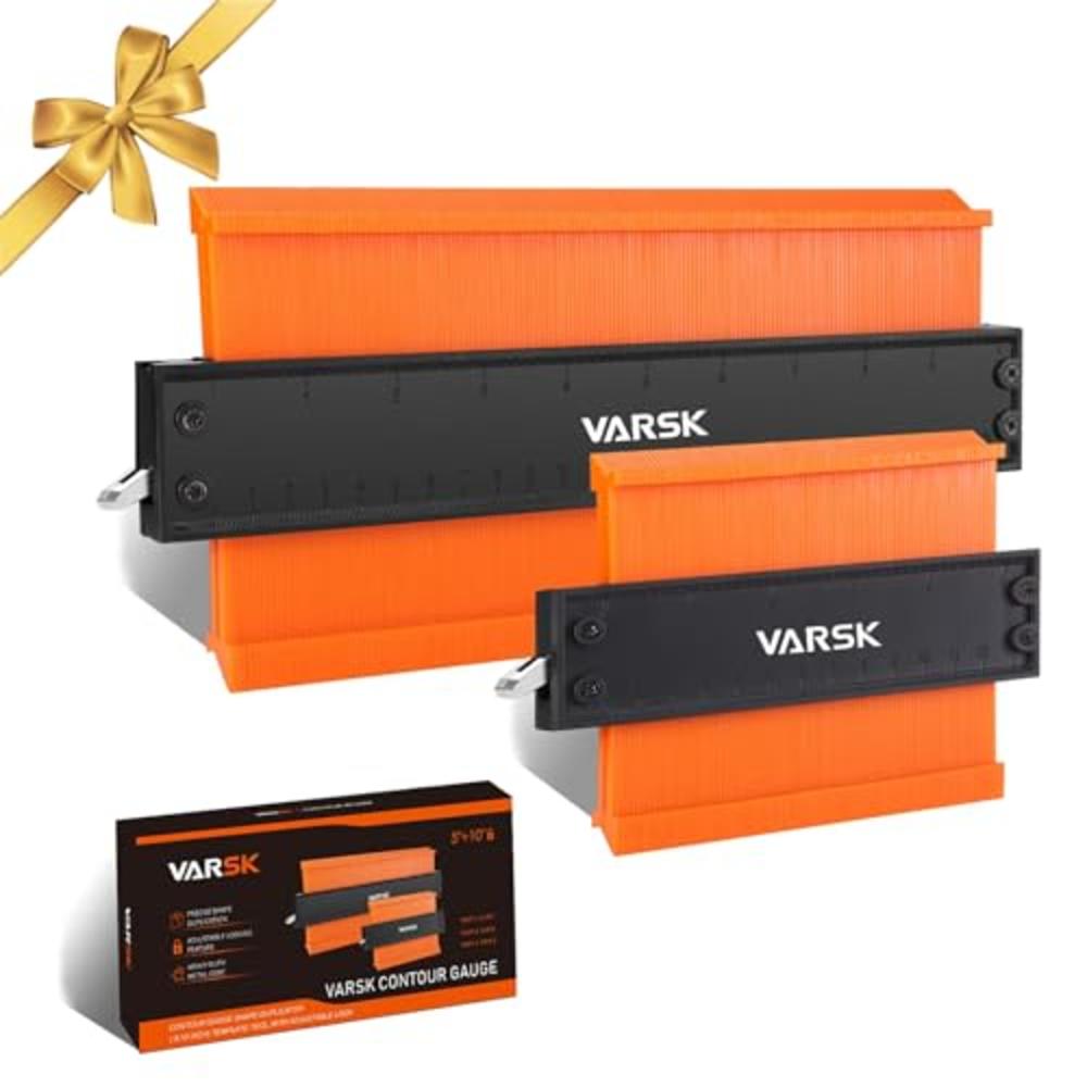 VARSK Men Stocking Stuffers Christmas Gifts for Men Dad Him - VARSK Contour Gauge Tool with Lock 5+10 Inch - Super Gauge Shape and Out