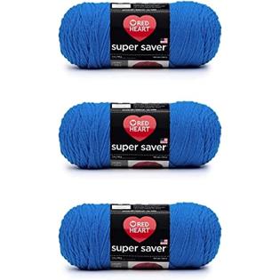 Red Heart Super Saver Yarn Blue, Multipack of 3