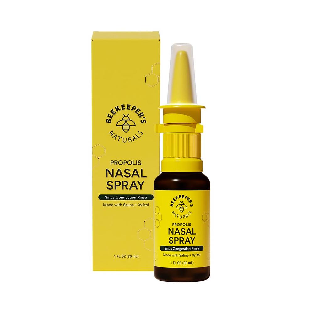 Beekeeper's Naturals Nasal Spray for Adults with Propolis, Xylitol & Saline, Clears Nasal Congestion, Moisturizes Sinus Canal, &