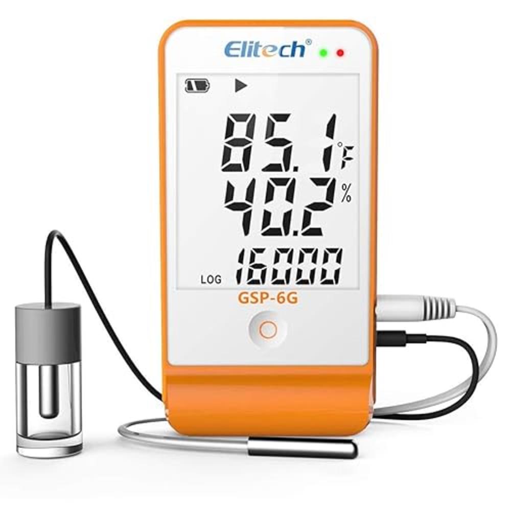 Elitech Digital Temperature Humidity Data Logger Medical Refrigerator Thermometer Vaccine Fridge Temperature Monitor Max Min Val