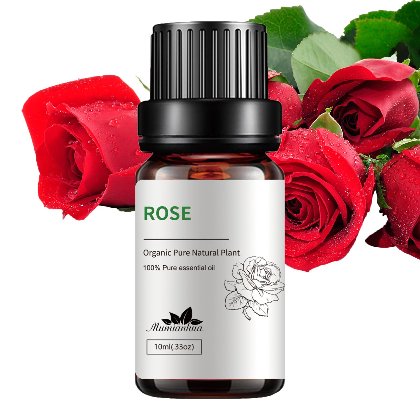 Mumianhua Rose Essential Oil for Skin, Rose Oil Essential Oil Pure - Mumianhua Essential Oils Rose 10ml Therapeutic Grade Rose Aromatherap