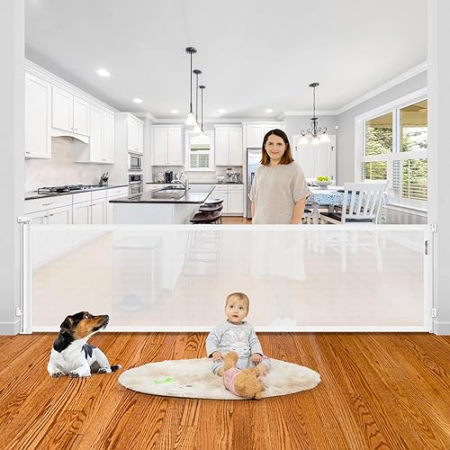 HEELALBABY 102 Inch Retractable Baby Gates Extra Wide Baby Gate Retractable Dog Gates for Kids Extra Large Pet Gates for Dogs Indoor Child 