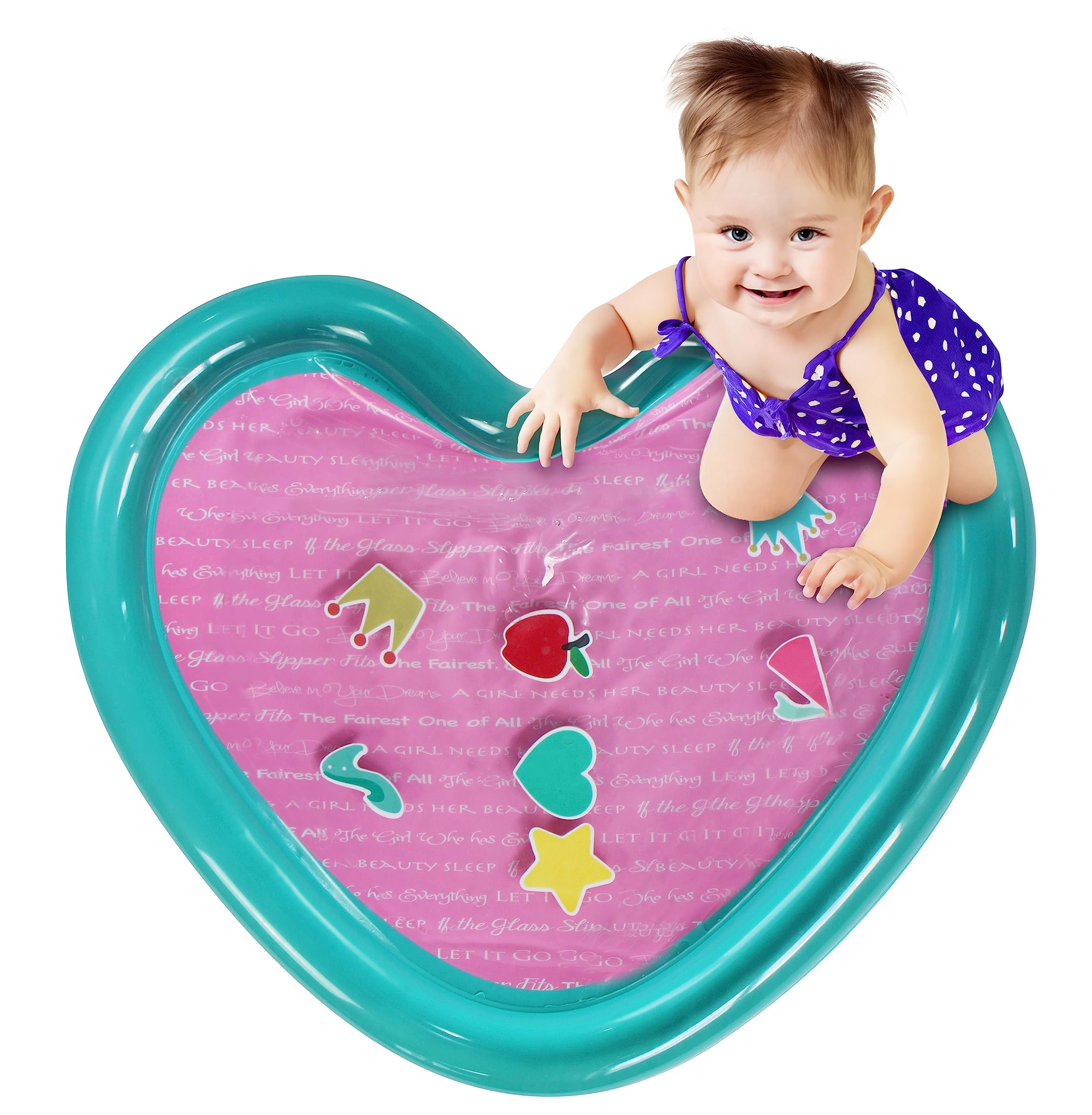 LaLa Lou Kids Tummy Time Mat, Premium XL Inflatable Tummy Time Water Play Mat with Sensory Stimulation Toys Promoting Motor Skil