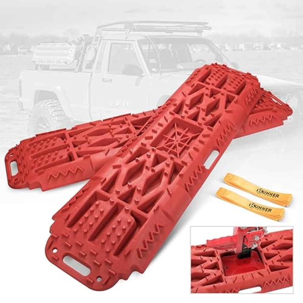 BUNKER INDUST Offroad Traction Boards with Jack Lift Base, Mud Sand Tracks Snow Tire Traction Mat Recovery Ramp for 4X4 Jeep Tru